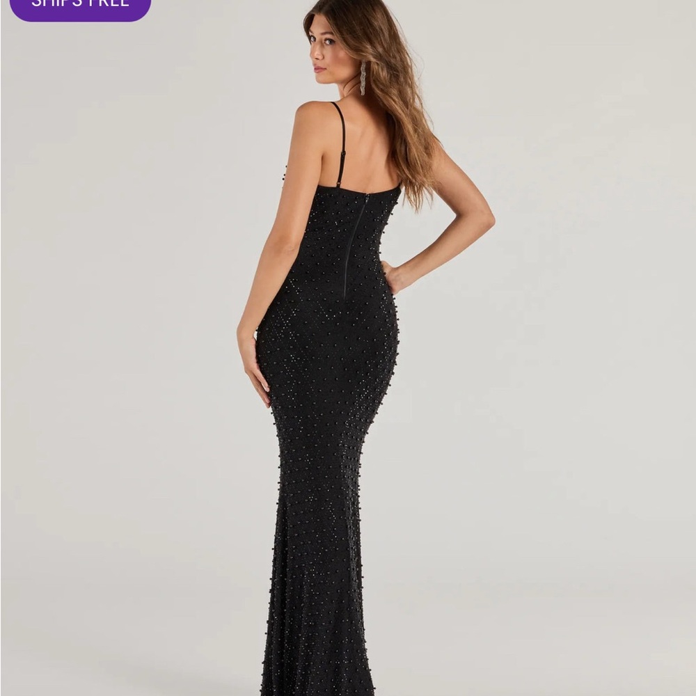 Windsor Elliot Elegant Black Beaded Mermaid Evening Gown Large - Picture 3 of 9